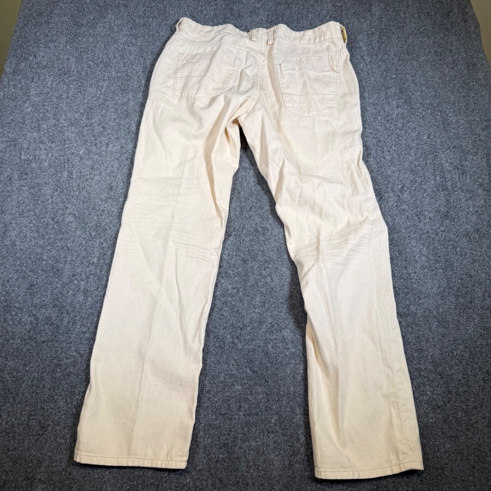 Tommy Bahama Authentic Fit Jeans Mens 36x32 Linen Blend Off White Straight Leg - Picture 2 of 12